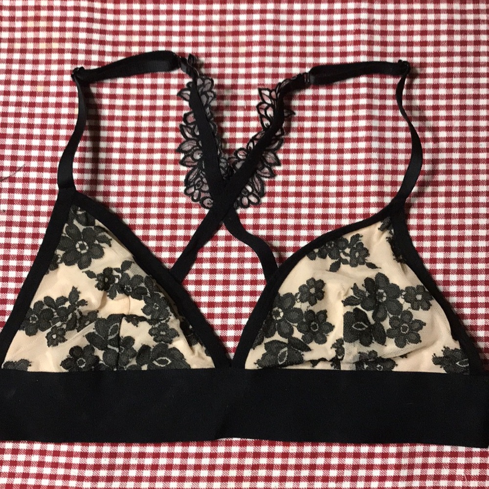 Victoria Secret Pink Black w/ lace accent Bra